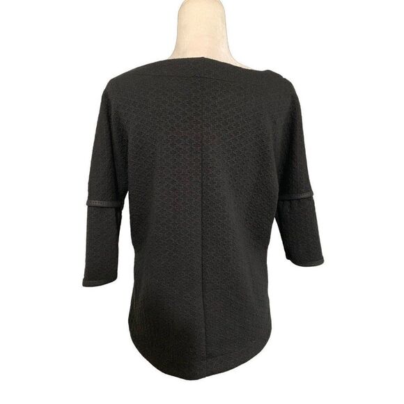 max studio womens solid black Short sleeve sweater top xs - Picture 2 of 5